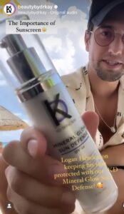 Logan Henderson with KD Mineral Glow Sun Defense Tinted Sunscreen