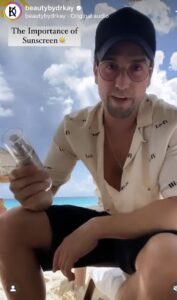 Logan Henderson with KD Mineral Glow Sun Defense Tinted Sunscreen